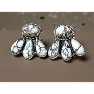 WILD HORSE Sterling Silver Cluster Earrings Southwest Statement Studs